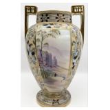 Antique Nippon Porcelain Two-Handled Mountain Look