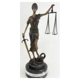 Bronze Scales Of Justice Statue On Marble Base