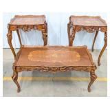 Vintage 3pc. Carved French Louis XV Style Marquetr