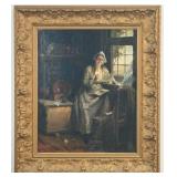 19th Century O.L. Verioux Young Woman Writing Lett