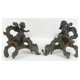 Pair Of Antique French Louis XV Style Bronze Cheru