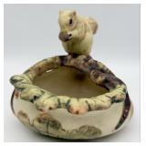 Weller 'Woodcraft' Art Pottery Squirrel Nut Bowl