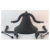 Vintage Large Cast Iron Bell With Mounting Yoke