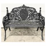 Victorian Style Solid Cast Iron Bench With Reclini