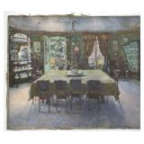 Unsigned Antique Impressionistic Dining Room Scene