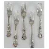 Lot Of Five Mixed Pattern Sterling Silver Dinner F