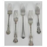 Lot Of Five Mixed Pattern Sterling Silver Dinner F