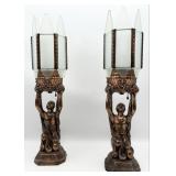 Pair Of 1930's Art Deco Joan Of Arc Figural Lamps