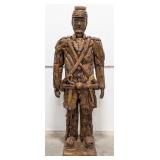 7ft Teak Wood Civil War Soldier Sculpture