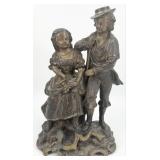 Antique Bronze Finish 'Courting Couple' Spelter