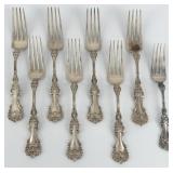 8 Piece Whiting Sterling Silver 'Pompadour' Fork