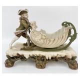 Antique Royal Dux Bohemia Boy Pushing Sleigh Vase