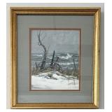 1983 David Tutwiler Indiana Dunes In Winter Gouach