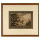 Framed 1773 I.R. Smith London 'Woodcock Shooting'