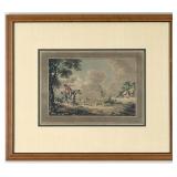 Framed 1773 I.R. Smith London 'Looking For A Hare