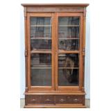 Antique Victorian Eastlake Walnut Double Door Book