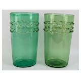 Pair Of Mid-Century Murano Green Glass Vases
