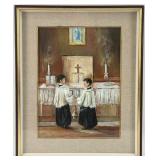 Sam Amato 'Alter Boys' Oil On Canvas Board Paint