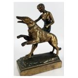 Art Deco 'Women and Greyhound' Bronze Sculpture