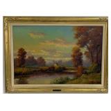 H. Stetson Fall Landscape Oil On Canvas Painting