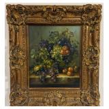 W. Jenkins Fruit Still Life Oil On Canvas Painting