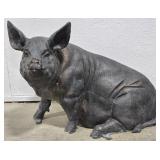 Life-Size Sitting Pig Bronze Statue