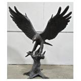 Monumental Eagle On Branch With Wings Spread Bronz