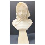 Antique Italian Alabaster Of A Cloaked Young Woman
