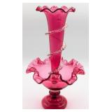Antique Victorian Cranberry Glass Epergne