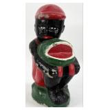 Black Americana Boy Eating Watermelon Painted Ceme