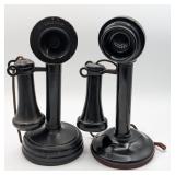 Pair Of Antique Kellogg & American Bell Candlestic