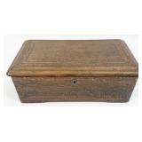 Antique Swiss Cylinder Music Box With Tiger Oak Ca