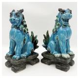 Pair Of Mid Century Japanese Ceramic Foo Dogs