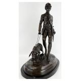 English Hunter With Hound Bronze Statue