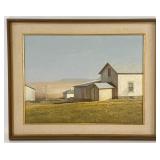 1968 Armand Merizon 'Farm' Oil On Board Painting