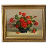 Edna S. Cathell 'Floral Still Life' Oil On Canva