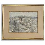 1963 Armand Merizon 'Railroad Tracks' Oil On Boa