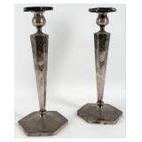 Pair Of Antique RSO Sterling Silver Art Deco Candl