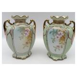 Pair Of Antique Nippon Porcelain Two-Handled Flowe