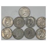 (9) U.S. 1971 Eisenhower Dollar Coins, 40% Silver