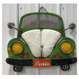 24.5" Peace VW Beetle Single Sided Metal Sign