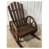 2ï¿½ Wooden Wagon Wheel Rocking Chair