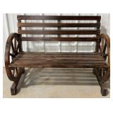 3ï¿½4ï¿½ Wooden Wagon Wheel Bench