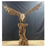 7ï¿½6ï¿½ Tall Teak Wood Eagle Sculpture