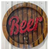 23.5" Beer Keg with Tap Single Sided Metal Sign
