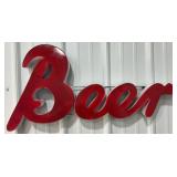 29.5" Red and White ï¿½Beerï¿½ Single Sided Metal Sig