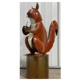 23ï¿½ Metal Squirrel with Nut Statue