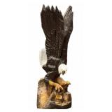 Custom Hand Carved 5.5ft Wooden Eagle Sculpture