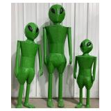 (3) Metal Alien Statues