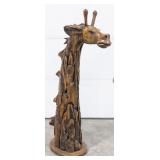 5ft Tall Teak Wood Giraffe Shoulder Mount Sculptur